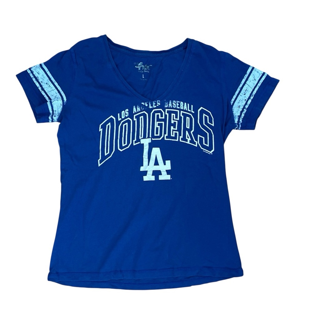 G-lll 4Her By Carl Banks Blue MLB Dogers V-neck Jersey WM SZ L